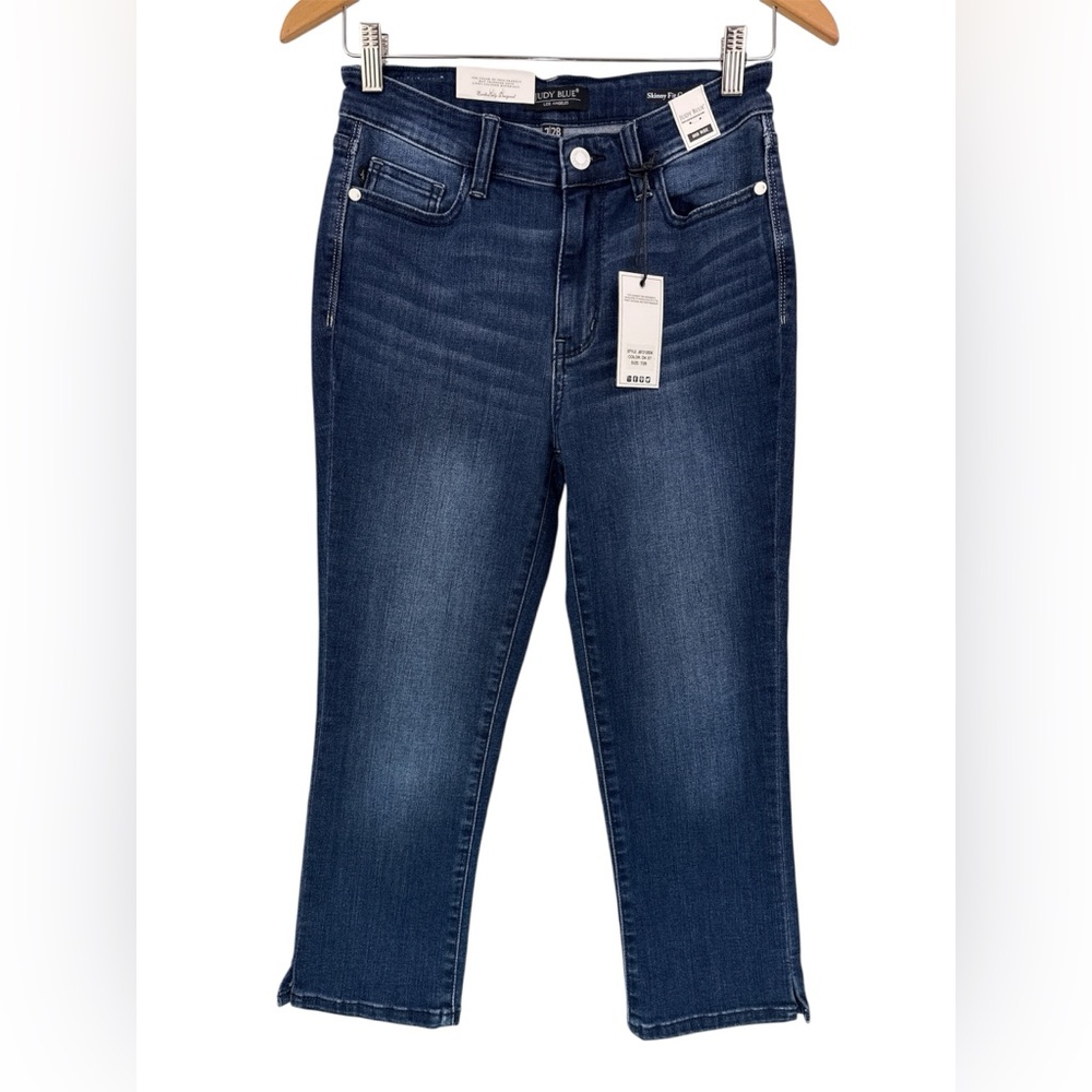 NWT Judy Blue Mid Rise Capri Skinny Jeans Women’s Size 7/28 JB72120DK Dark Wash